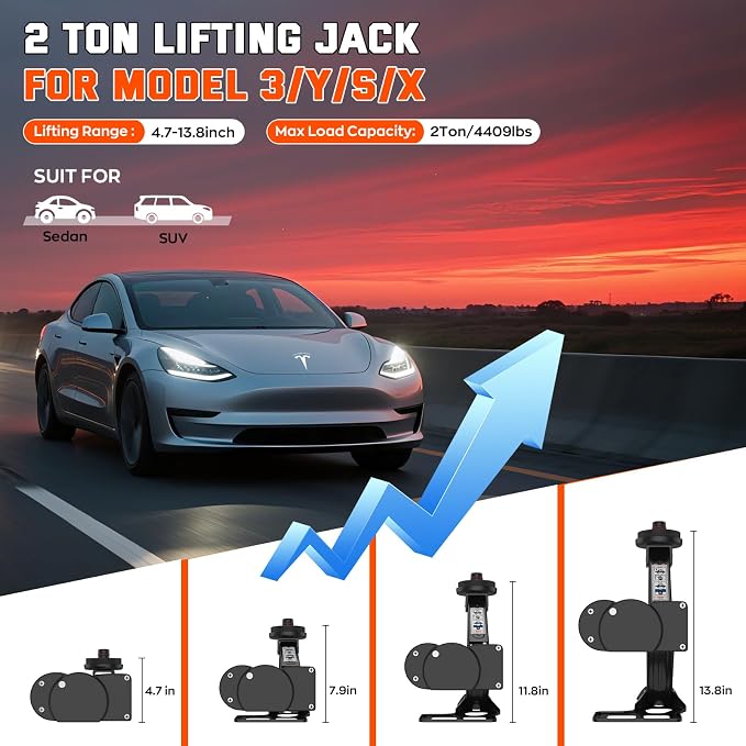 Electric Car Jack for Tesla, Portable 12V 2 Ton Tesla Tire Repair Tools - Image 4