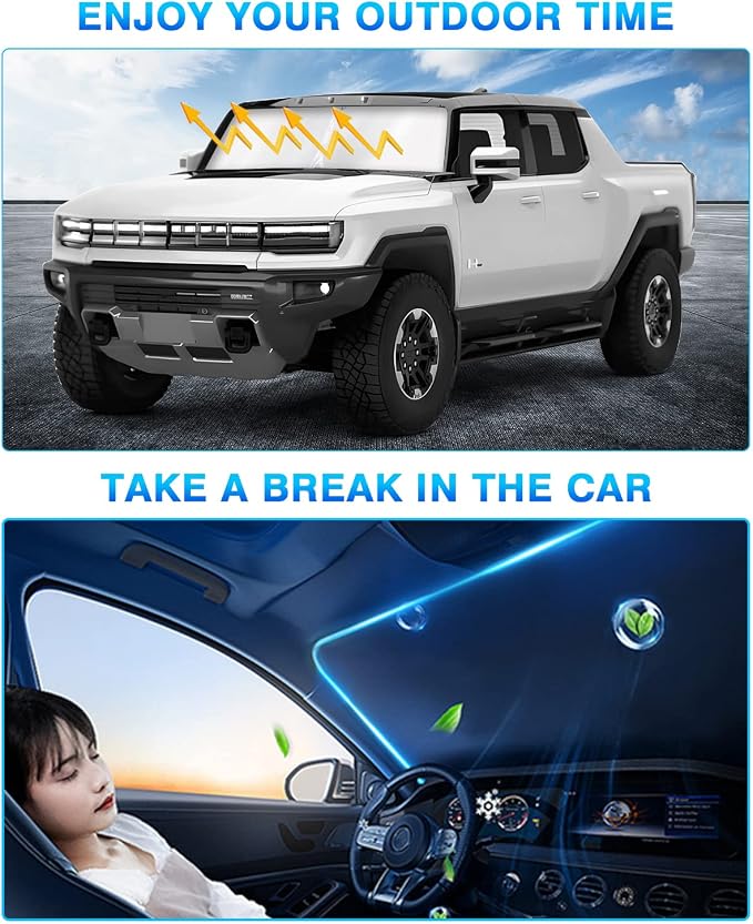 KUST Windshield Sun Shade for GMC Hummer EV 2022-2023 2024 2025 Window Shade - Image 7