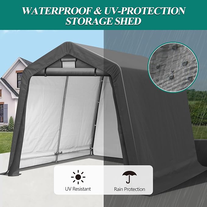 8' x 8' Outdoor Storage Shelter Shed- Heavy Duty Storage Tent - Image 4