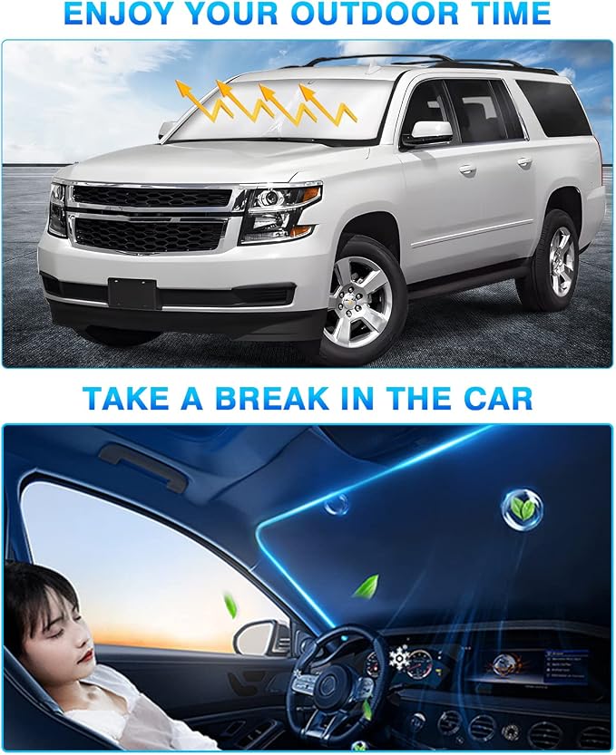 KUST Windshield Sun Shade for 2015-2020 Chevrolet Chevy Suburban/Tahoe - Image 5