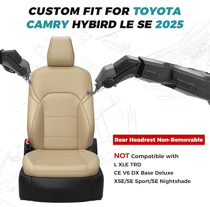 for Toyota Camry Seat Covers LE SE 2025 - Image 2