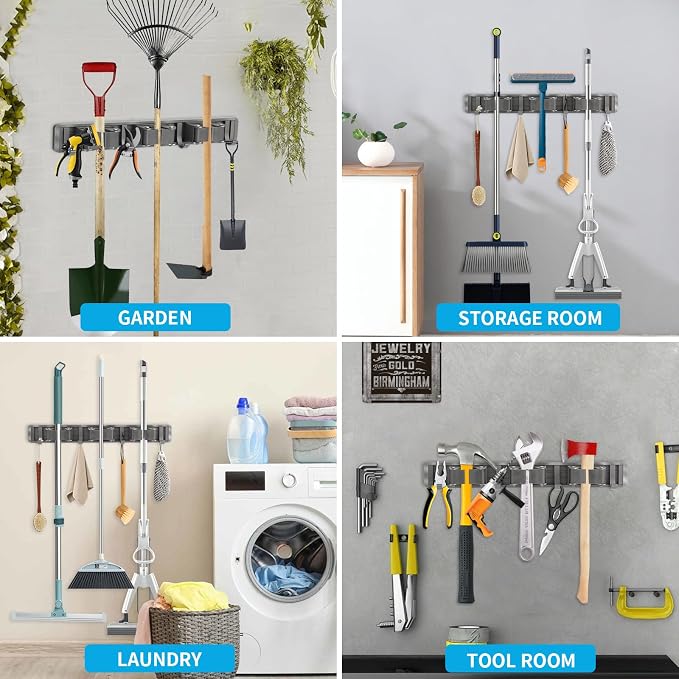 Broom Holder Wall Mount, Aluminum Mop and Broom Holder Hanger - Image 6