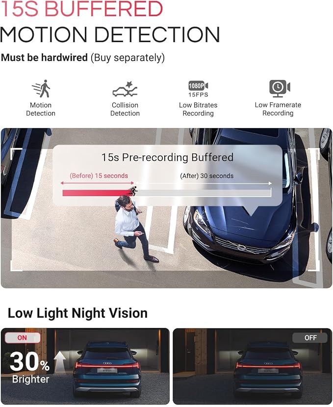 Vantrue E1 Pro 4K Mini Dash Cam Front, STARVIS 2 PlatePix HDR Night Vision Car - Image 6