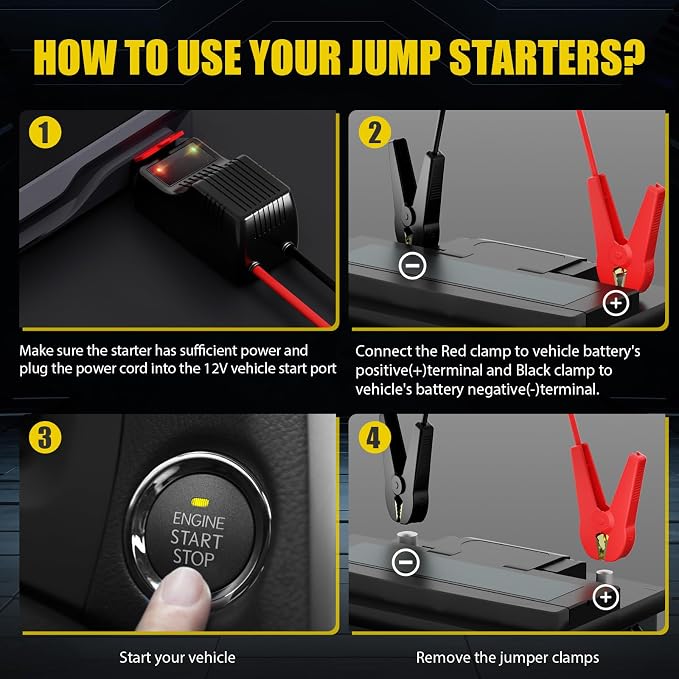 012 Jump Starter Battery Pack, 4000A Peak Car Battery Charger Jump Starter - Image 6