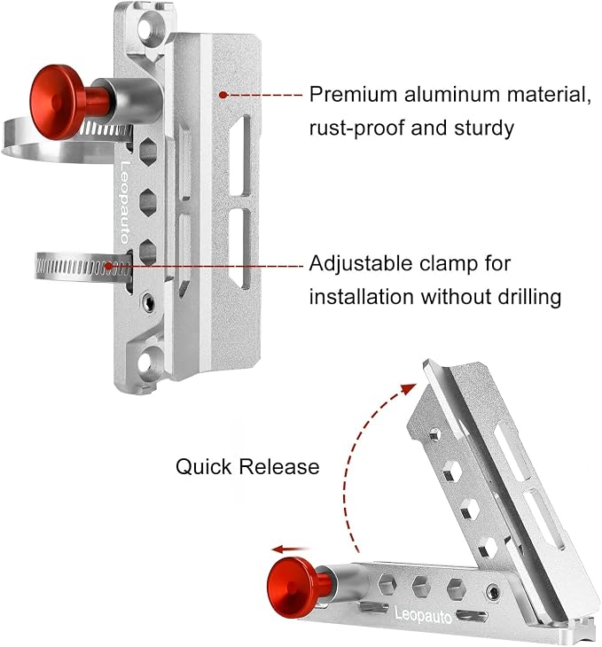 Vehicle Fire Extinguisher Mount Bracket, Aluminum Adjustable Quick Release Roll - Image 6
