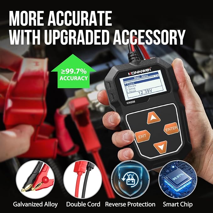 KONNWEI KW208 12V Car Battery Tester, 100-2000 CCA Load Tester Automotive - Image 3
