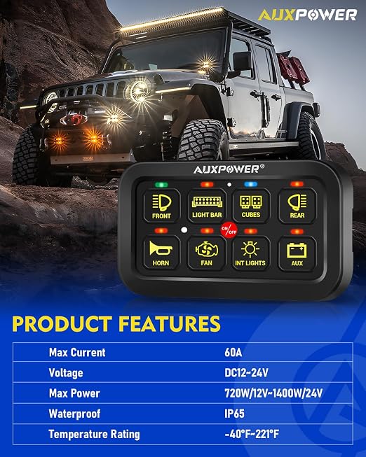 Auxpower RGB 8 Gang Switch Panel - Image 3