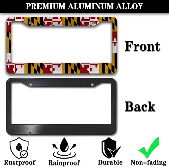 Front License Plate Bracket Multicolor License Plate Frames Flag of Maryland - Image 3