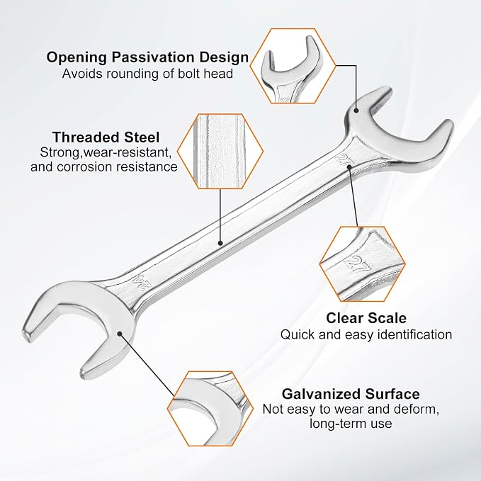 HARFINGTON Double Open End Wrench 24mm x 27mm Metric 15 Degree Offset Angle - Image 4