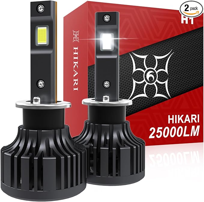 Hikari 2025 25000LM H1 LED Bulbs, 45W Upgraded Core-12 LED, High Lumens LED Kit by HIKARI
