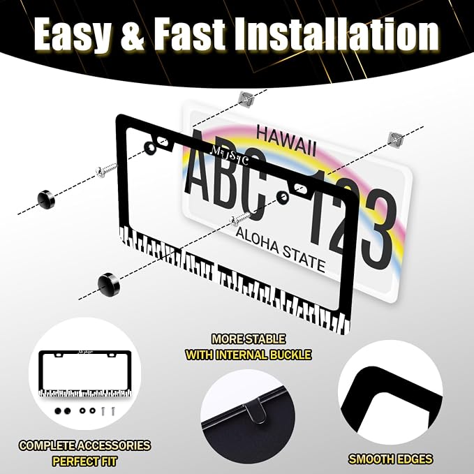 Piano Music License Plate Frame Music Notes License Plate Holder Stainless - Image 6