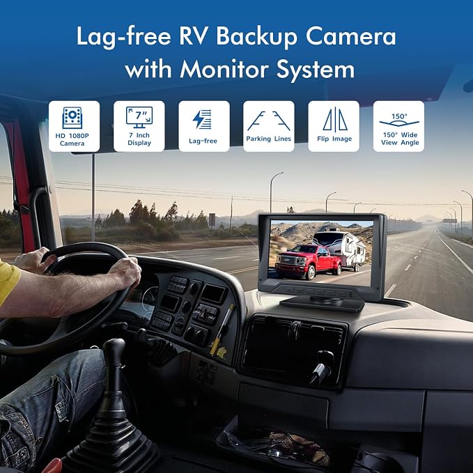 RV Backup Camera Plug and Play, No Delay, 1080P HD, 2 Channels, 150° Wide Angle - Image 2