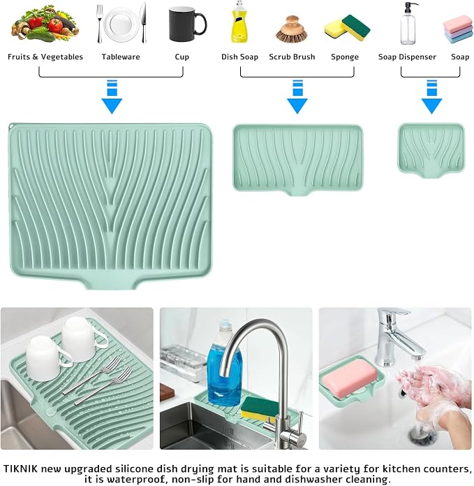 Silicone Dish Drying Mat for Kitchen Counter, Dish Drying Pad, Non-Slip Drain - Image 4