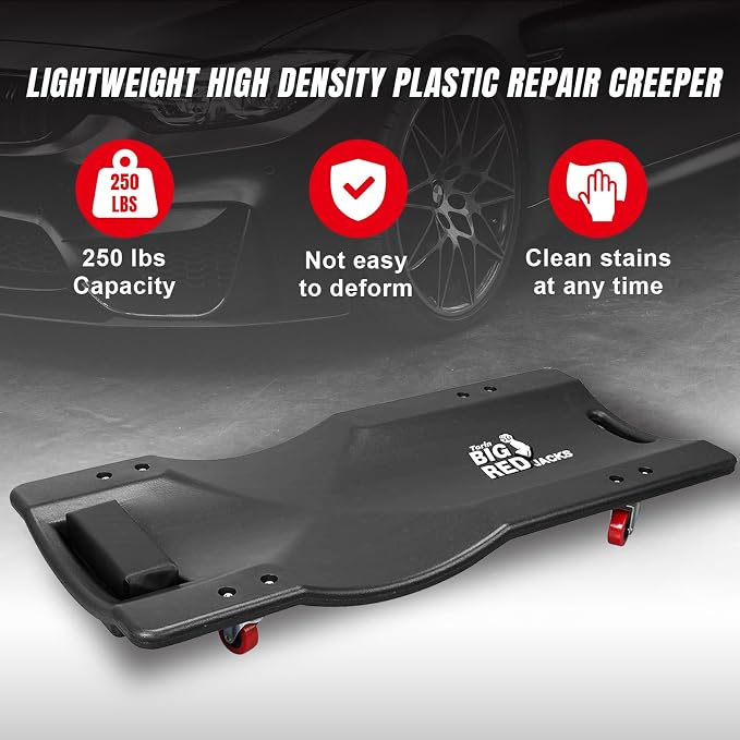 BIG RED Torin 36" Rolling Garage Creeper, Shop Creeper Blow Molded Plastic - Image 2