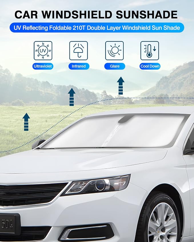 KUST Windshield Sun Shade for Chevy Impala 2014-2020 Window Shade Sun Visor - Image 2