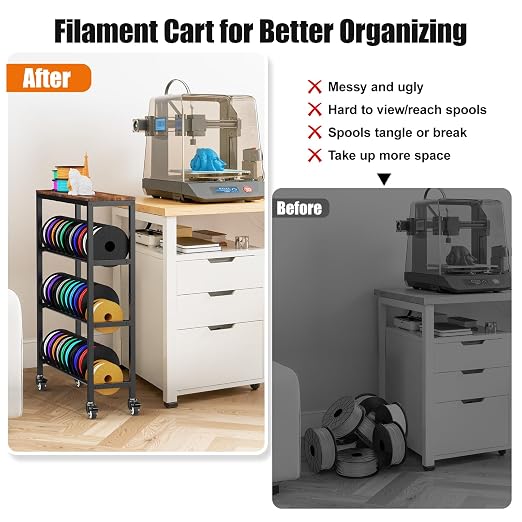 3D Printer Filament Rack Shelf, 4-Tier Filament Storage Cart - Image 5