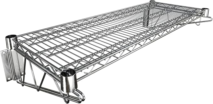 14" x 36" Chrome Wire Wall Mount Shelf by Krollen+Industrial