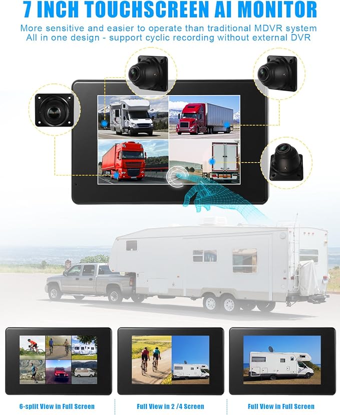 RV Backup Camera System AI WiFi GPS 7 inch Touch Screen Monitor Vehicle - Image 5