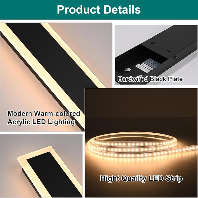 2 Pack Modern Outdoor Long Wall Lights Fixture, 40 inch Outdoor LED Wall Sconce - Image 6