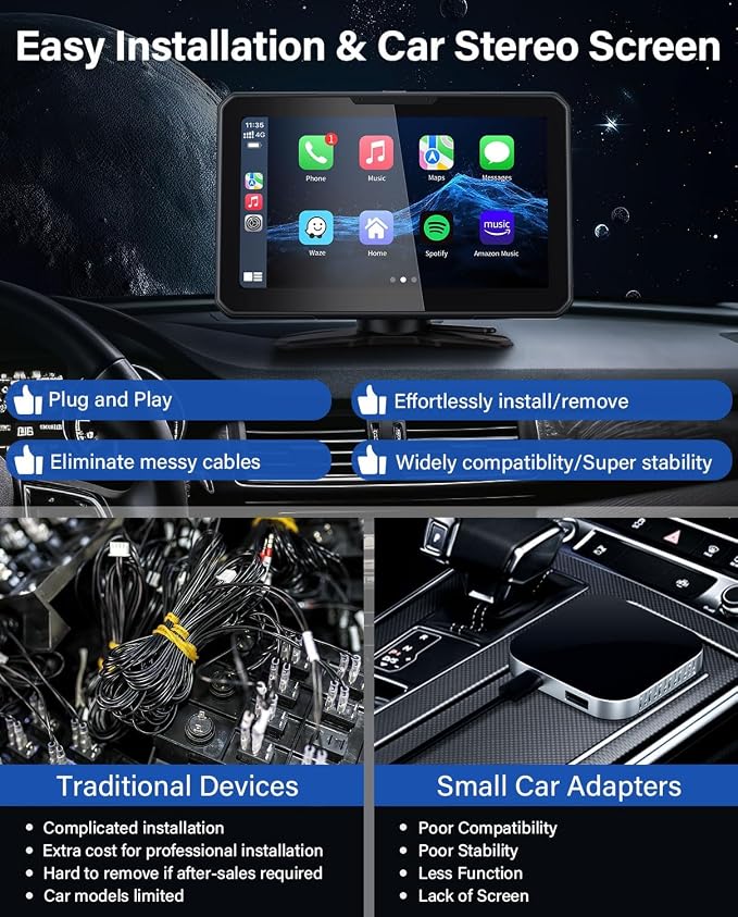 7" HD Apple Carplay Screen for Car，2-in-1 Wireless CarPlay Suitable for Apple - Image 7