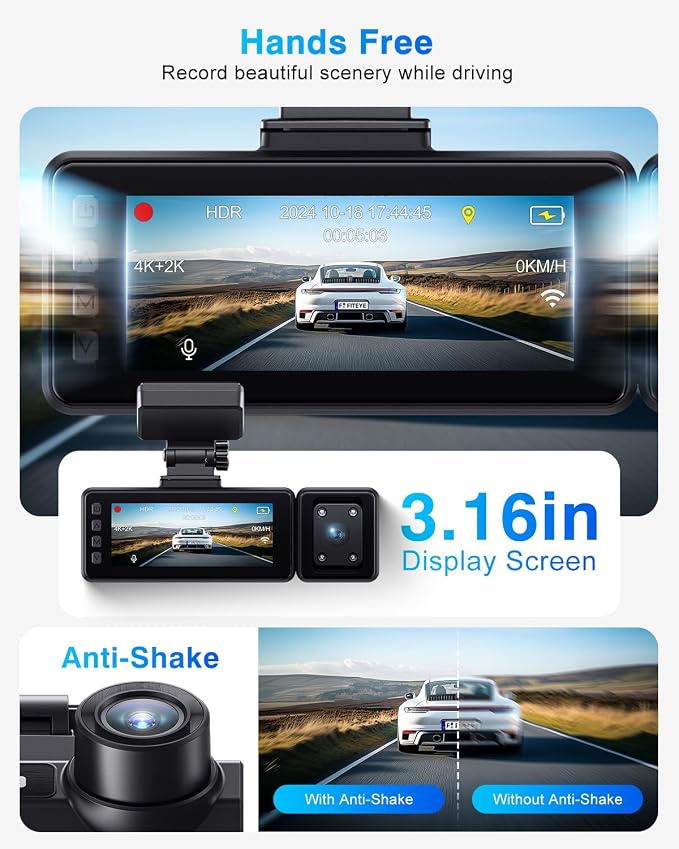 3 Channel 4K Dash Cam, IMX335 STARVIS Sensor, 4K+2K Front and Inside, - Image 9