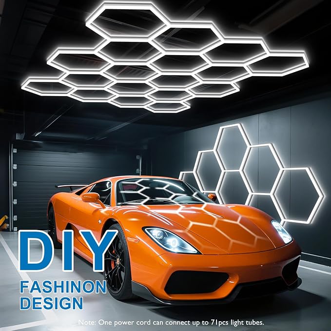 BRILLIHOOD Hexagon Garage Lights, LED Car Detailing Lighting, 6500K Super Bright - Image 4