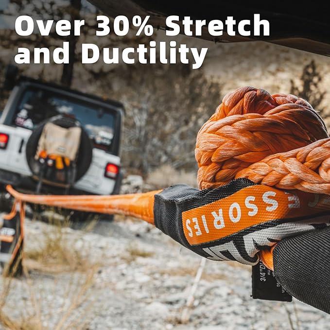 ALL-TOP Kinetic Recovery Rope Kit w/ 2 Soft Shackles, 1in x 30ft, Heavy Duty - Image 3