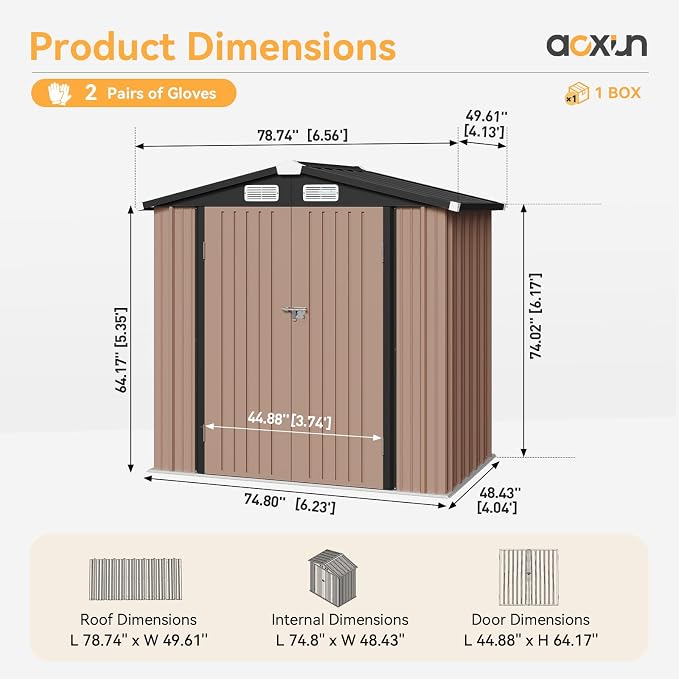 Aoxun 6x3.9 FT Shed Metal Outdoor Storage Shed Garden Shed - Image 8