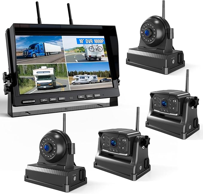 Magnetic Wireless Backup Camera: 10" HD 1080P DVR Monitor by ZEROXCLUB