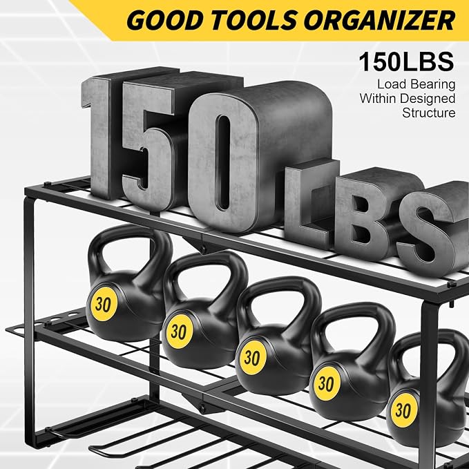 Large Power Tool Organizer Wall Mount, 3 Layer Heavy Duty Tool Storage Rack - Image 3