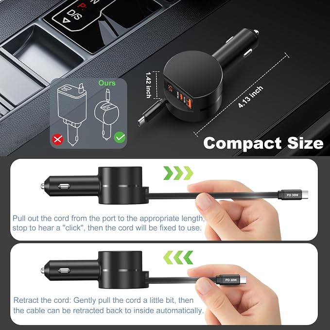Retractable USB C Car Charger - Image 5