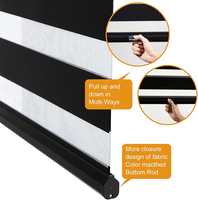 Persilux Cordless Zebra Blinds for Windows Free-Stop Window Shades Dual Layer - Image 3