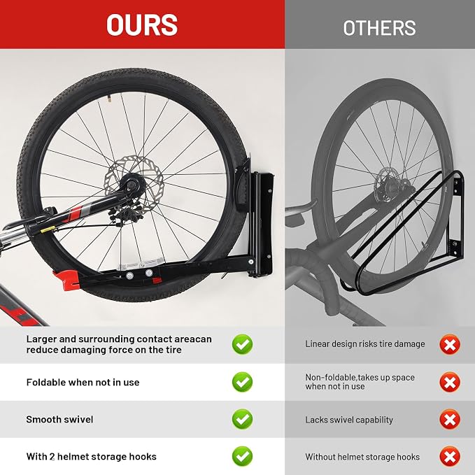 Bike Wall Mount Rack Adjustable & Foldable Garage Bike Rack - Image 7