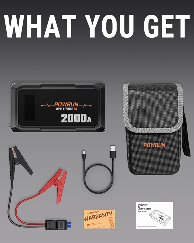 Powrun P-X Jump Starter, 2000A Portable Jump Box - Image 7
