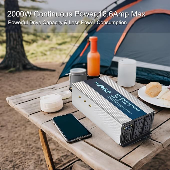 WZRELB 2000W Pure Sine Wave Inverter 36V DC to 110V 120V AC, Car Power Inverter - Image 3