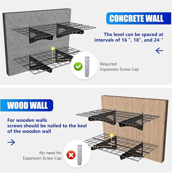 4-Pack Garage Wall Shelving, 2x4ft Walls Shelf Storage Rack, Sturdy Walls - Image 7