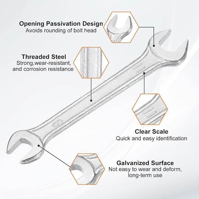 HARFINGTON 2pcs Double Open End Wrench 9mm x 11mm Metric 15 Degree Offset Angle - Image 4
