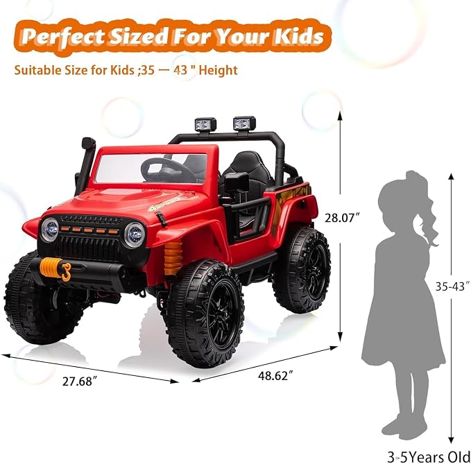 Hetoy 24V 2 Seater Ride On Car for Kids, Electric Truck - Image 2