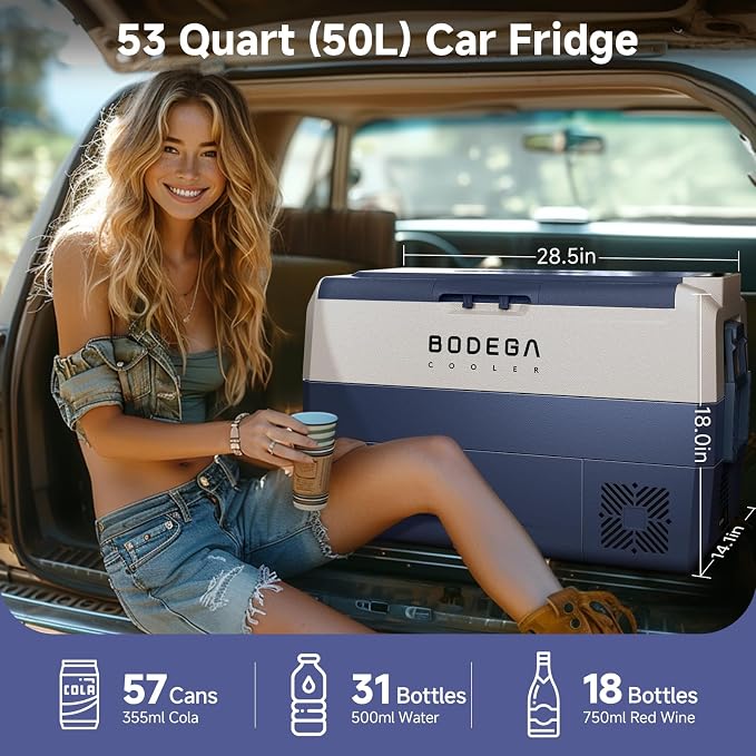 BODEGACOOLER 12 Volt Car Refrigerator, 53Quart RV Fridge APP Control, Portable - Image 2