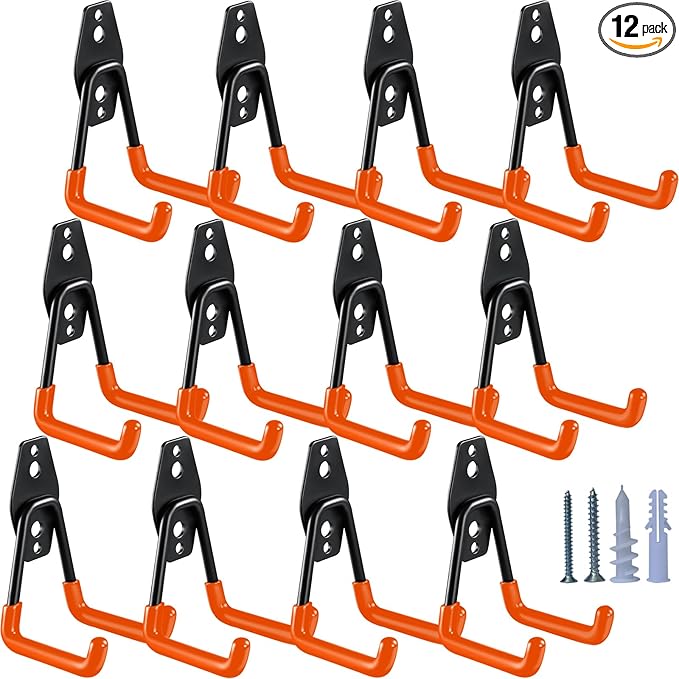 Heavy Duty Garage Hooks 12 Pack, 2.8 inch Small U Shaped Hanger, Wall Mounted by HUPBIPY