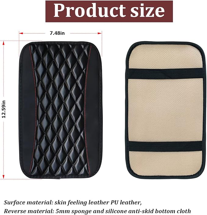 Car Center Console Cushion Pad, Universal Leather Waterproof Armrest Seat Box - Image 2