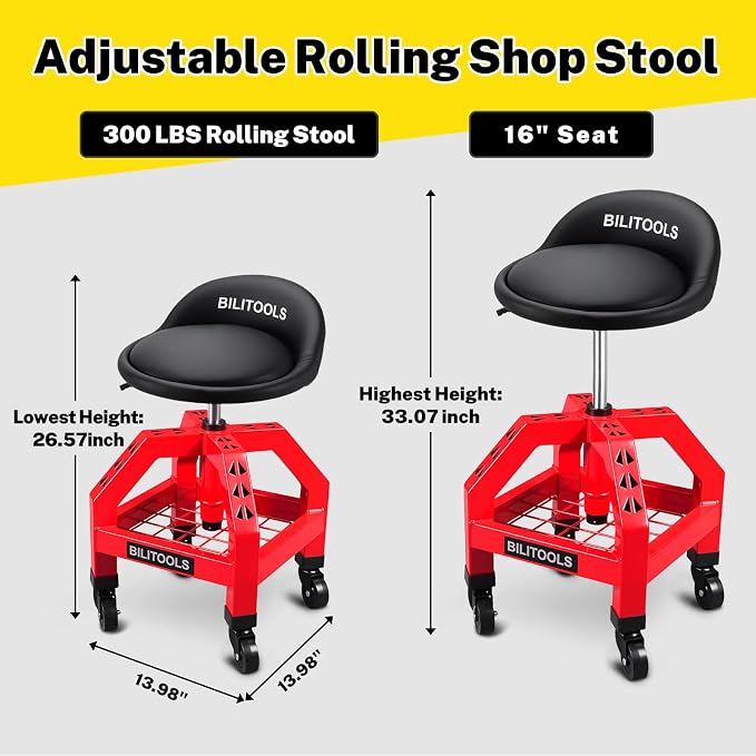BILITOOLS Heightened Rolling Shop Stools - Image 3