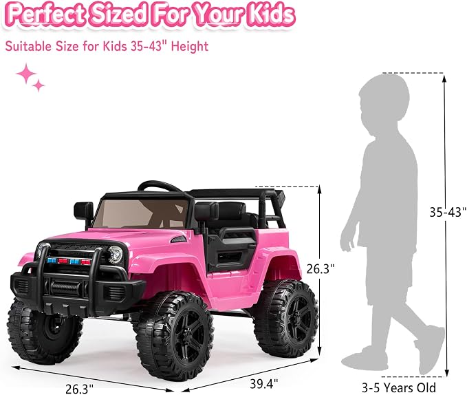 JOYMOR Ride on Truck with Remote Control, 4 Wheels 12V Battery Powered Kids Car - Image 6