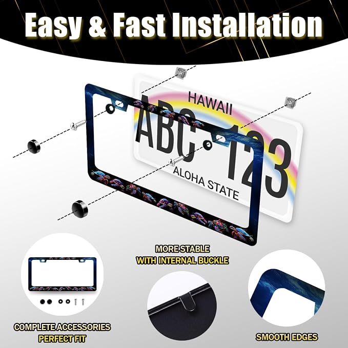 Sea Turtle License Plate Frame Blue Turtles License Plate Stainless Steel Ocean - Image 7