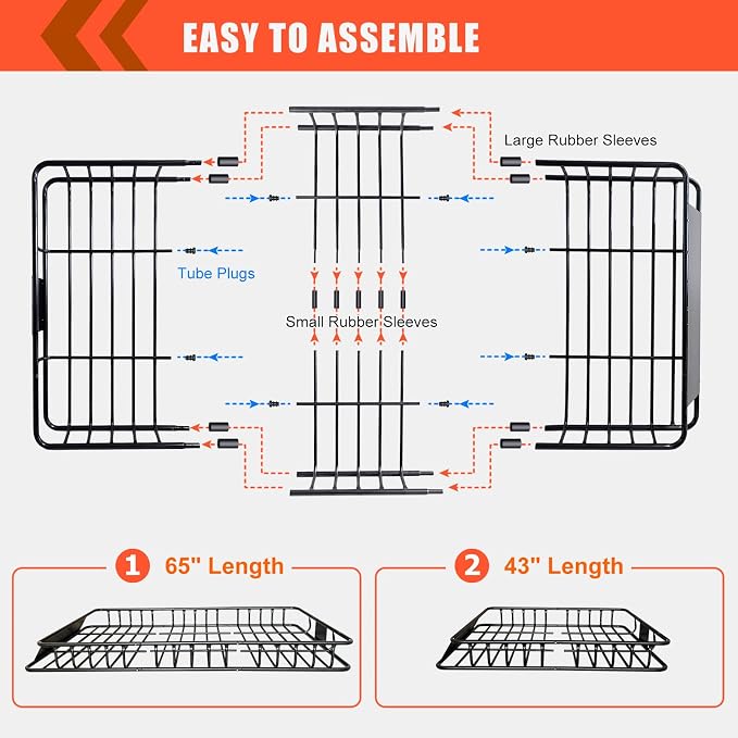 MeeFar Roof Rack Carrier Basket Universal Rooftop 65" X 39" X 6" Large Size - Image 3