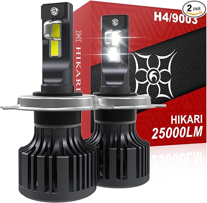 Hikari 2025 25000LM H4 9003 Dual Beam LED Bulbs, Fog Light, 45W Upgraded Core by HIKARI