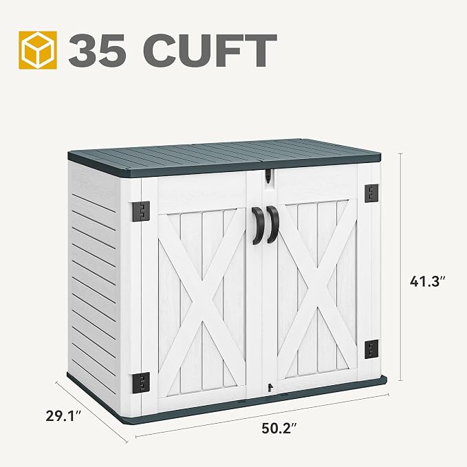 DWVO Outdoor Storage Shed, Weatherproof Resin, 35 Cu Ft Capacity, Horizontal - Image 6