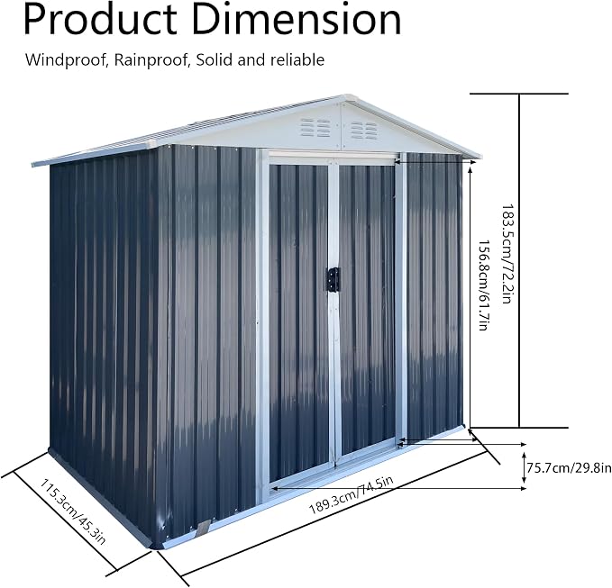 6x4 FT Outdoor Metal Storage Shed - Image 4