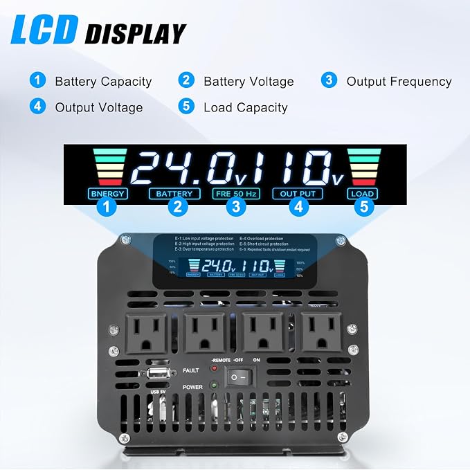 LVYUAN 4000 Watt Power Inverter 24V to 110V 120V - Image 3