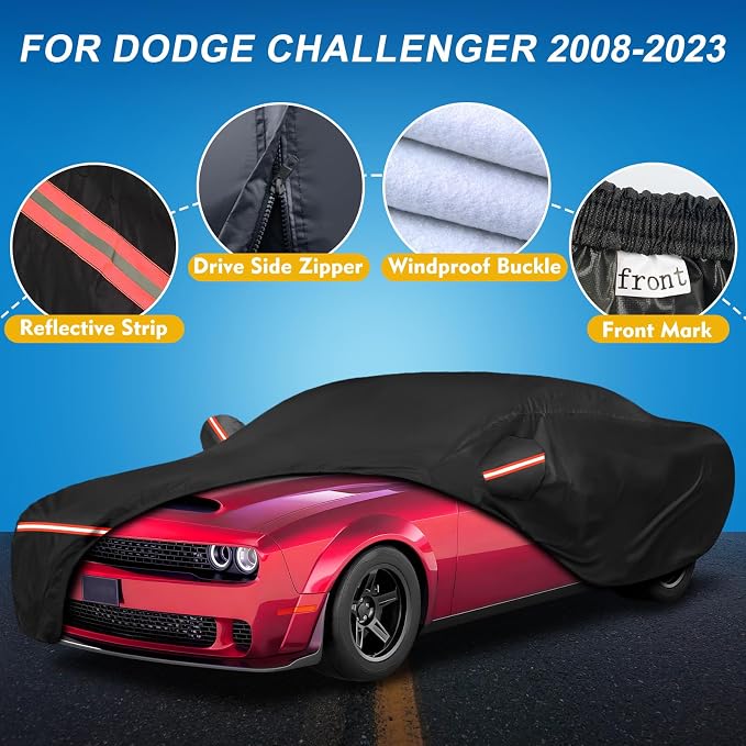 QUNSUNUS 6 Layer Car Cover for Dodge Challenger 2008-2023 Waterproof All - Image 2